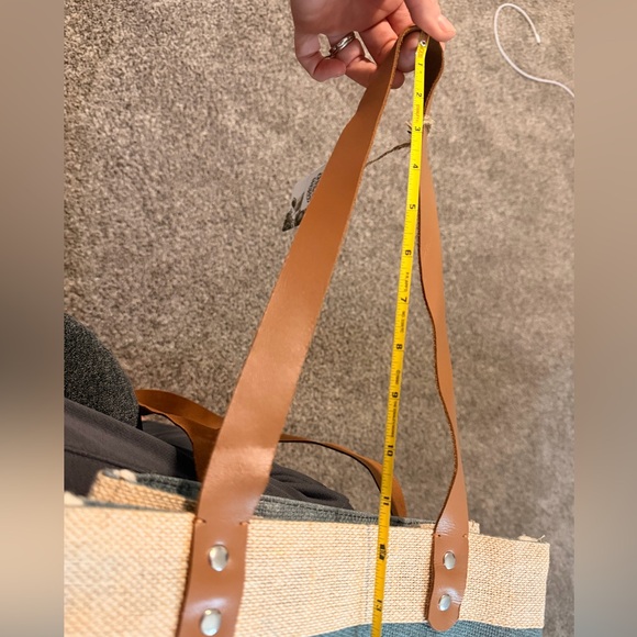 Small Acts Change The World Bags Stylish green, white & tan Farmer Market Tote - Picture 6 of 6